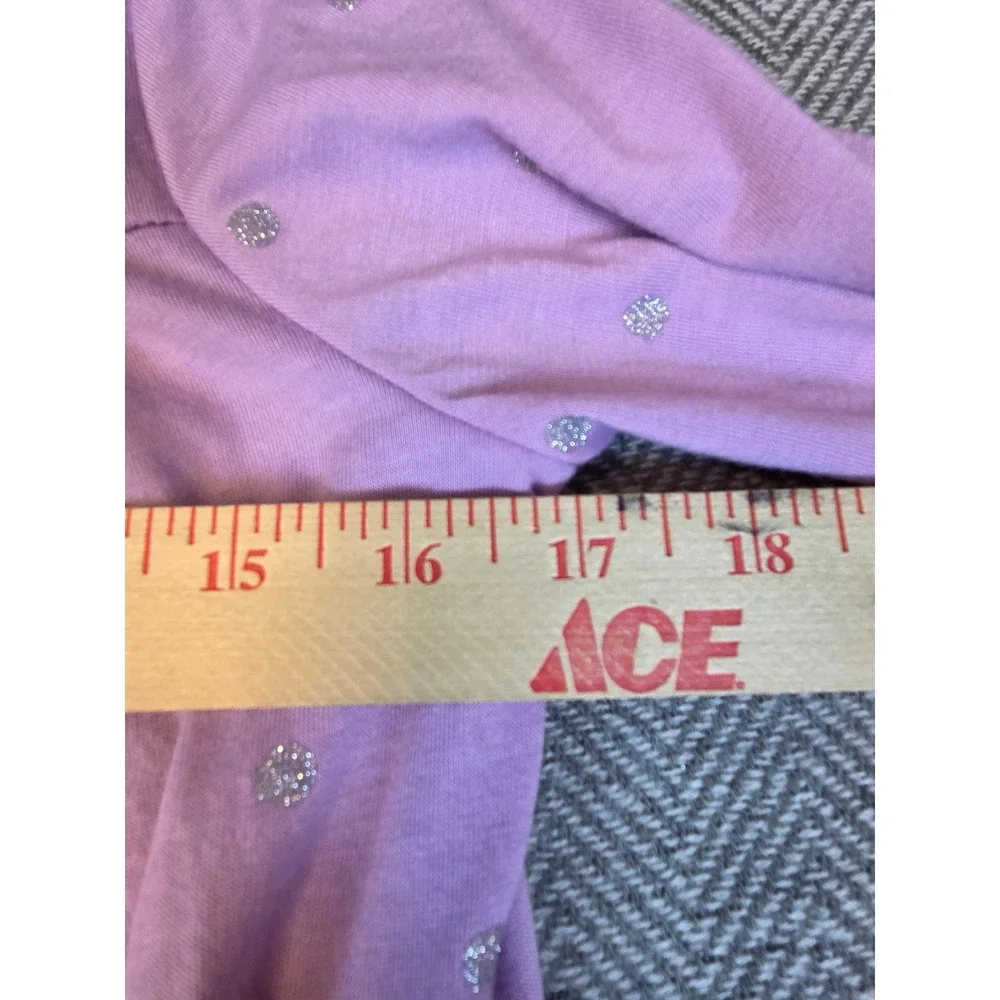 Carters Girls Purple Silver Glitter Polka Dot Long Sleeve Nightgown Size 12-14A